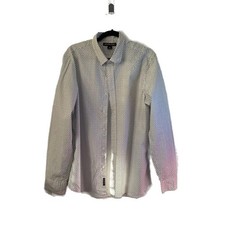 Michael Kors MK Logo Men's White Purple LS Button Front Shirt Large