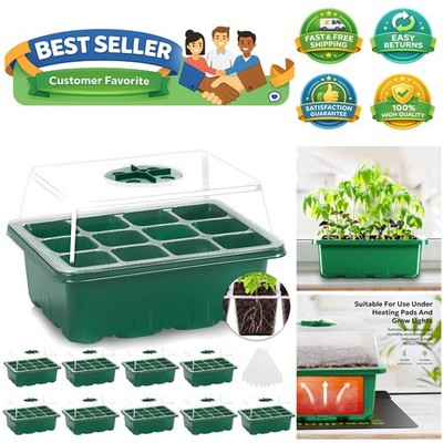 Germination Kit with 10 Reusable Seed Trays & Adjustable Vent Humidity Dome
