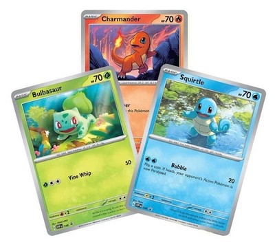 Pokemon 151 Poster Collection Promo Card Set Charmander, Bulbasaur And Squirtle!