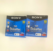 2 Sony 1.44MB 3.5" 2HD Mac Formatted Diskettes 10-Pack 10MFD2HDLFCM