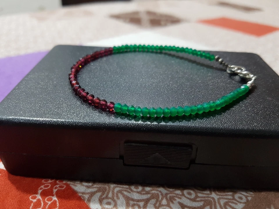 Collana in argento sterling 925 rodolite onice verde e granato gioielli... - Immagine 3 di 4