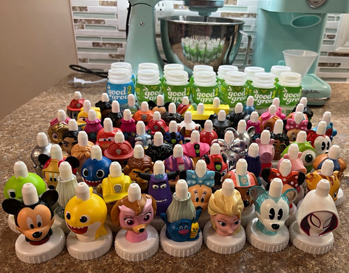 65 Good 2 Grow Character Drink Lids and 14 Bottles - Great for School Lunches
