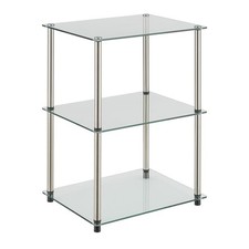 Convenience Concepts Designs2go Classic Glass Tall 3 Tier End Table