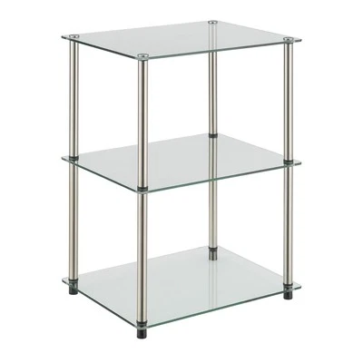 Convenience Concepts Designs2go Classic Glass Tall 3 Tier End Table