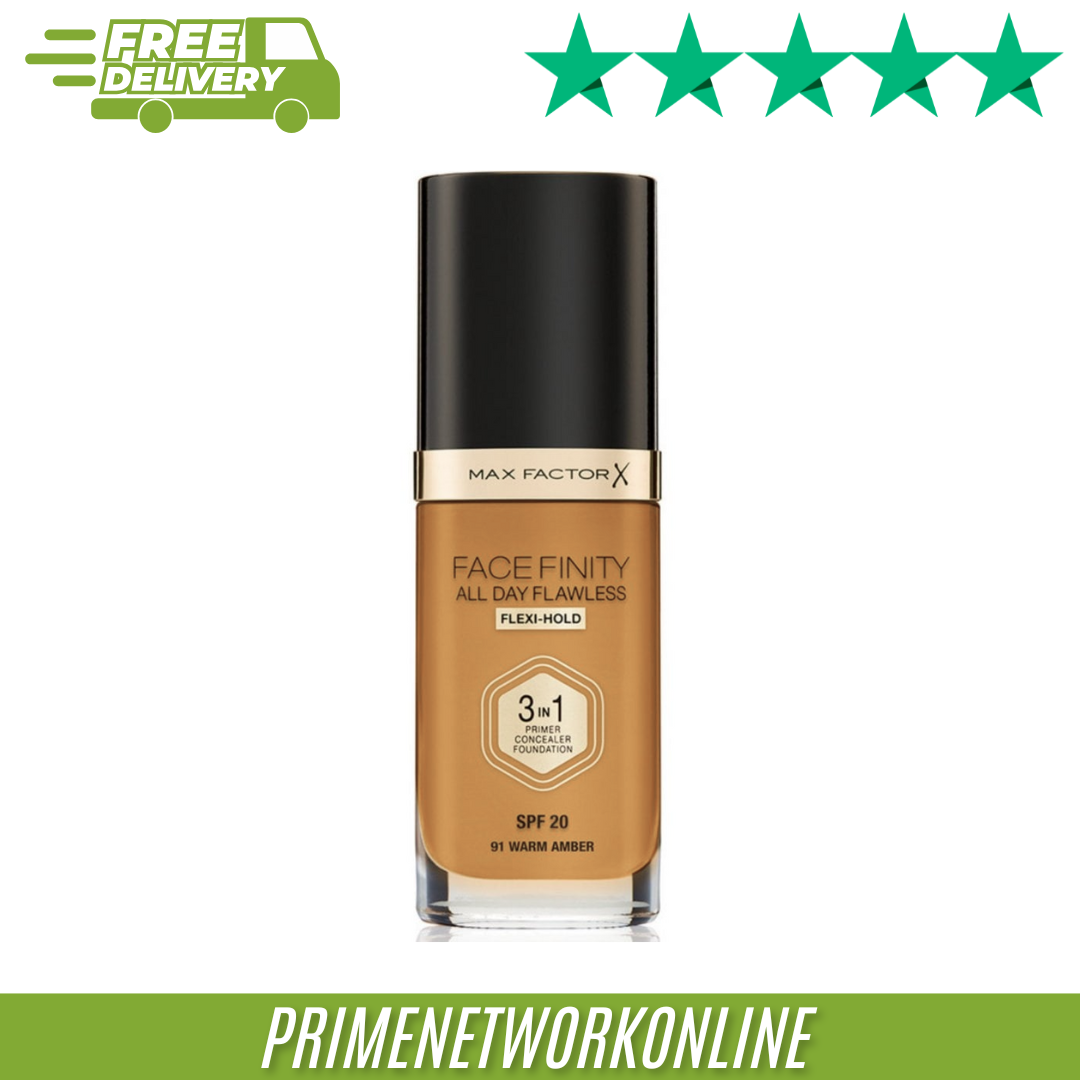 Max Factor Facefinity All Day Flawless 3-in-1 Foundation – 091 Warm Amber, 30 ml