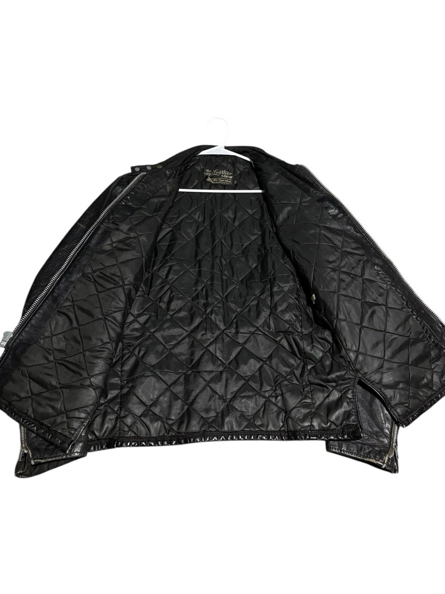 38 1960s 70s Sears The Leather Shop Cafe Racer Jacket Vintage