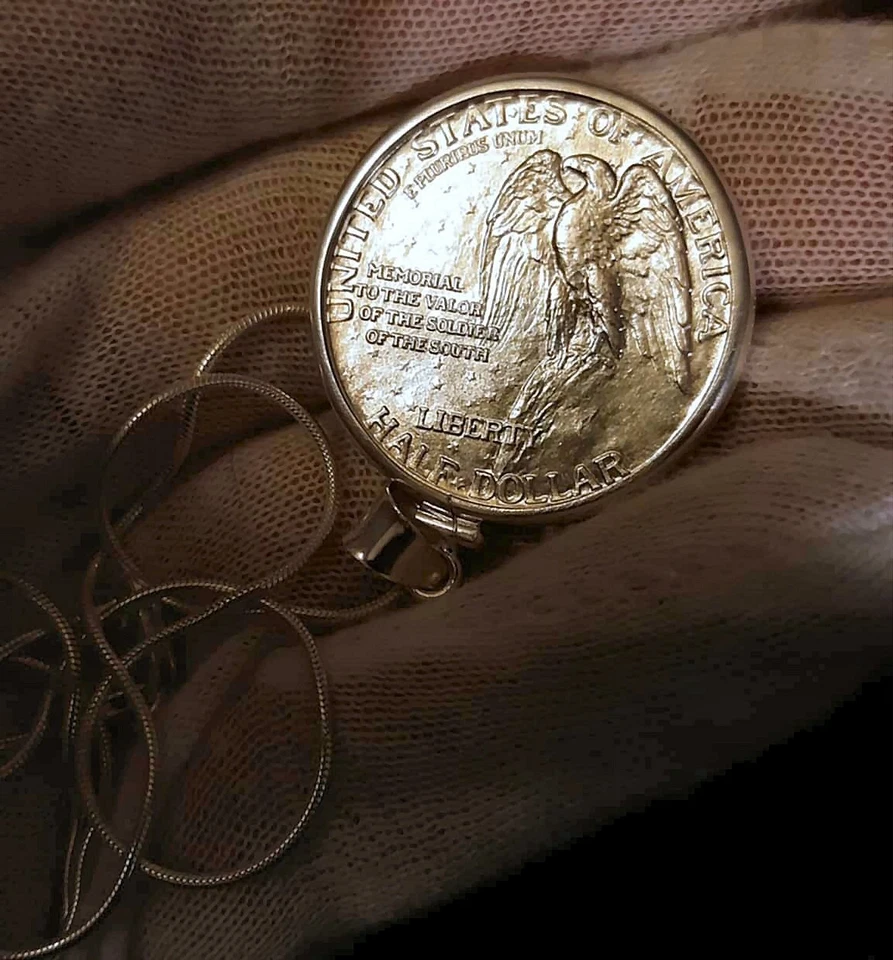 1925 Stone Mountain Commemorative 50C Silver Half Dollar Necklace Christmas Gift - Image 2 of 3