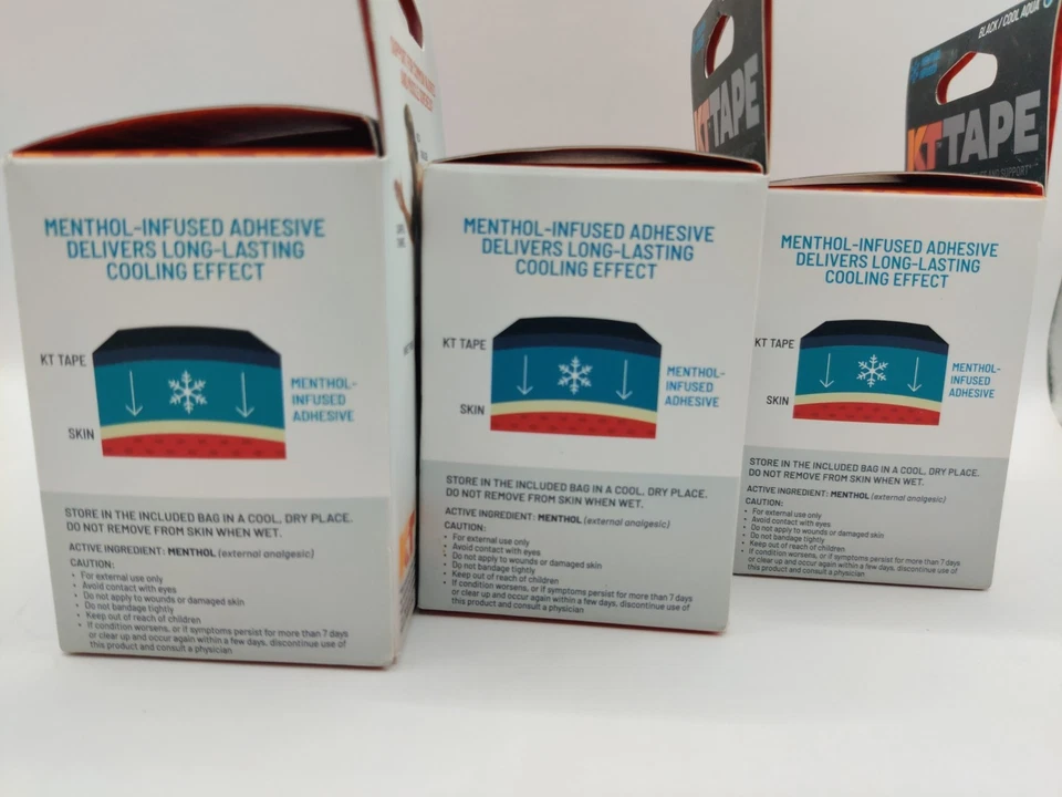 Cinta de kinesiología 3 KT Pro Ice 20 tiras precortadas cada una color negro aguamarina Foto 4 de 4