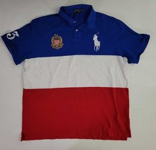 Polo Ralph Lauren USA 3 Big Pony Crest PRL Logo Red White Blue Shirt Men's XXL