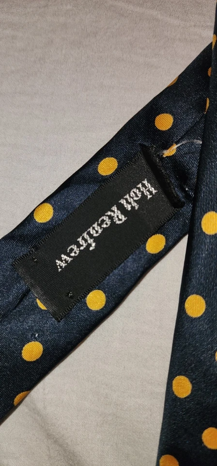  Corbata Lanvin Holt Renfrew Paris Para Hombre 100% Seda Azul/Dorado Lunares 4.5"X57" Foto 3 de 4