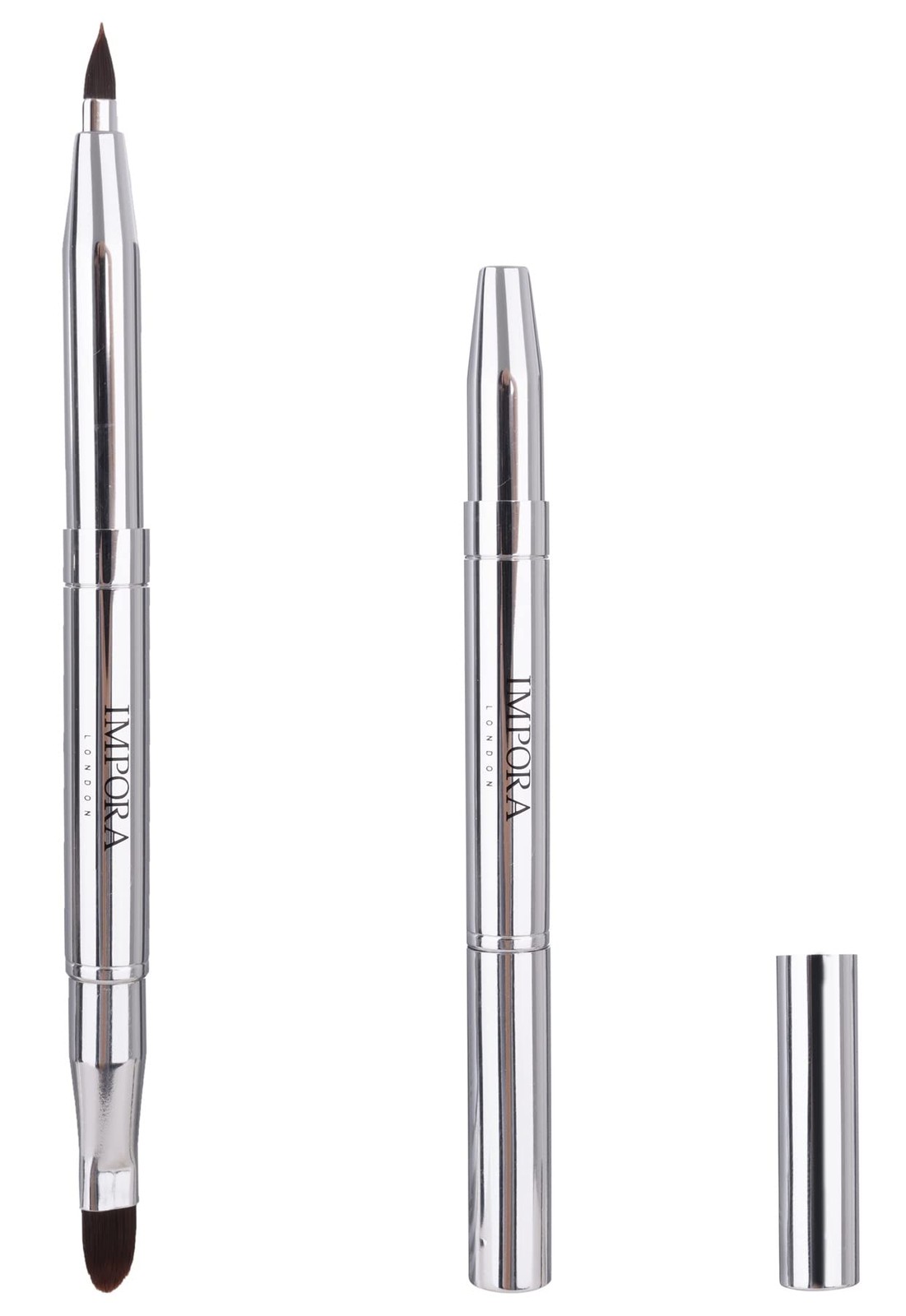 Impora London Retractable Lip Makeup Brush by . Perfect for Travel, Silver