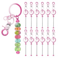 12 Pcs Beadable Keychain, Keychain Making Supplies for DIY Purple Gradient