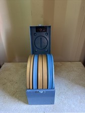 Vintage Compco Film Carrying Case with Reels and Tins Blue  Gold 7.875x7.5x4.4  