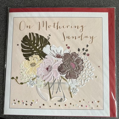 Bauchnabel-Designkarte '' On Mothering Sunday'' - 21 cm x 21 cm
