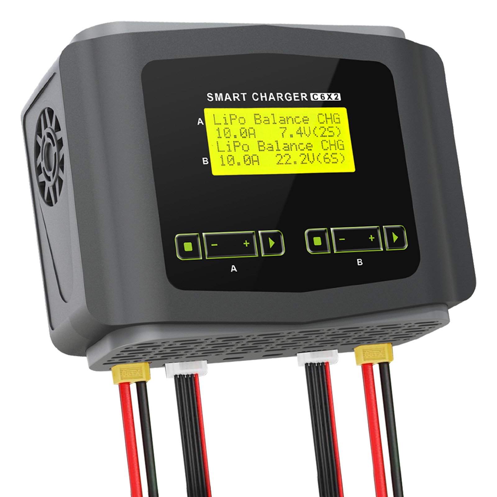 C6X2 Dual LiPo Battery Charger DC 240W 10A for LiPo/Li-ion/Life(1-6s) NiCd/NiMH