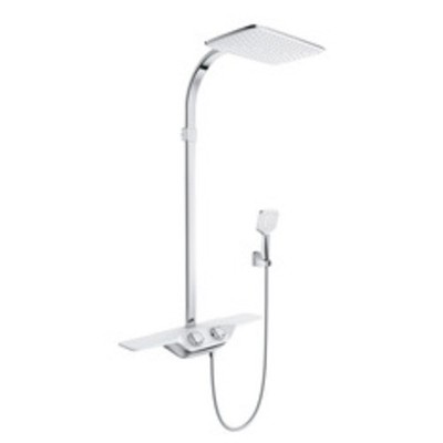 KLUDI COCKPIT Discovery Thermostat Dual Shower System, mit Ablage, weiß/chrom,