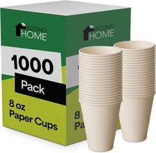 EconoHome 8 oz 1000 Pack Disposable Coffee Paper Cups for Hot and Cold
