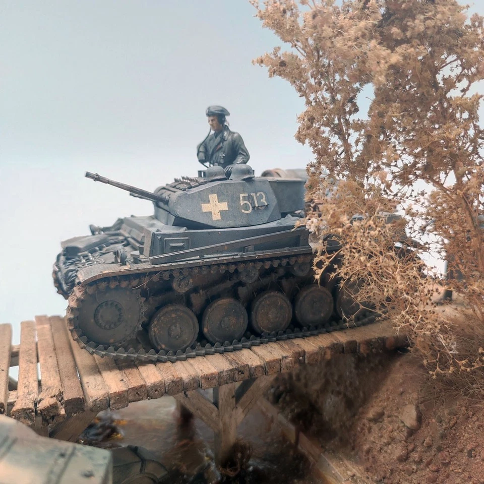 Diorama WWII Polonia Blitzkrieg Panzer IV e BMW R75 sidecar 1939 sc. 1/35 - Immagine 3 di 4