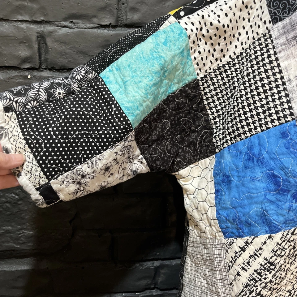 Abrigo acolchado patchwork hecho a mano chaqueta vintage multicolor  Foto 3 de 4