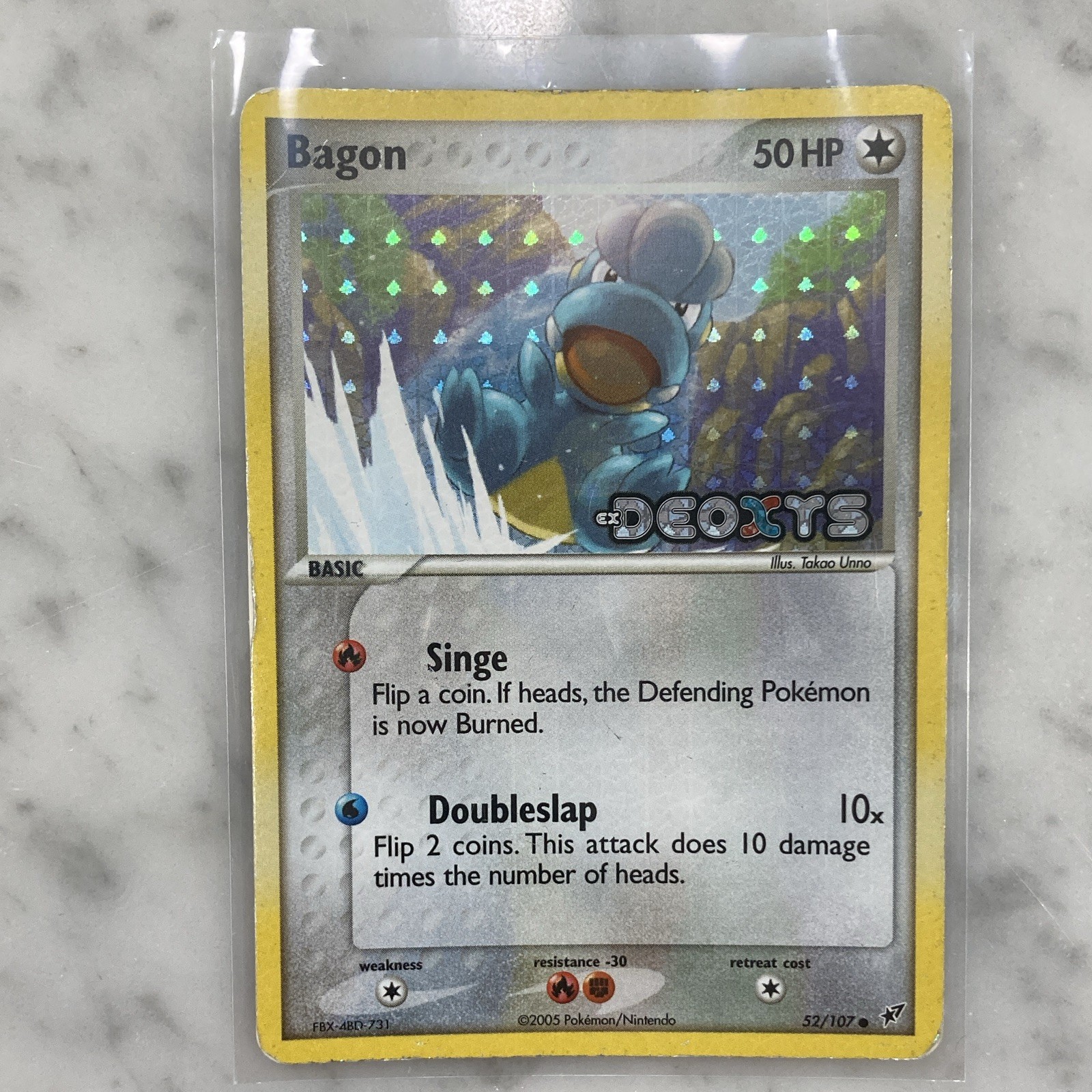 Nintendo Pokemon TCG Bagon 52/107 Deoxys Reverse Holo Common Eng 2005 50 HP