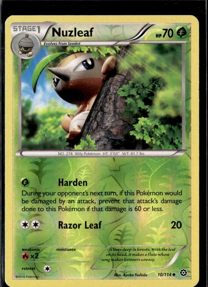 Pokemon Nuzleaf 10/114 Steam Siege Reverse Holo Uncommon 2 Card Lot LP