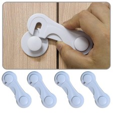 Cabinet Door Locks for Baby Proof and Child Safety, 4 Pack Cabinet Locks with Ad