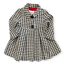 Bonnie Baby Toddler Girls Black and White Houndstooth Coat Size 12M