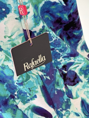 Maglione Rafaella 1/4 Zip Top L Coastal Teal Blu Viola Stampa Floreale Acquerello - Foto 5 di 9
