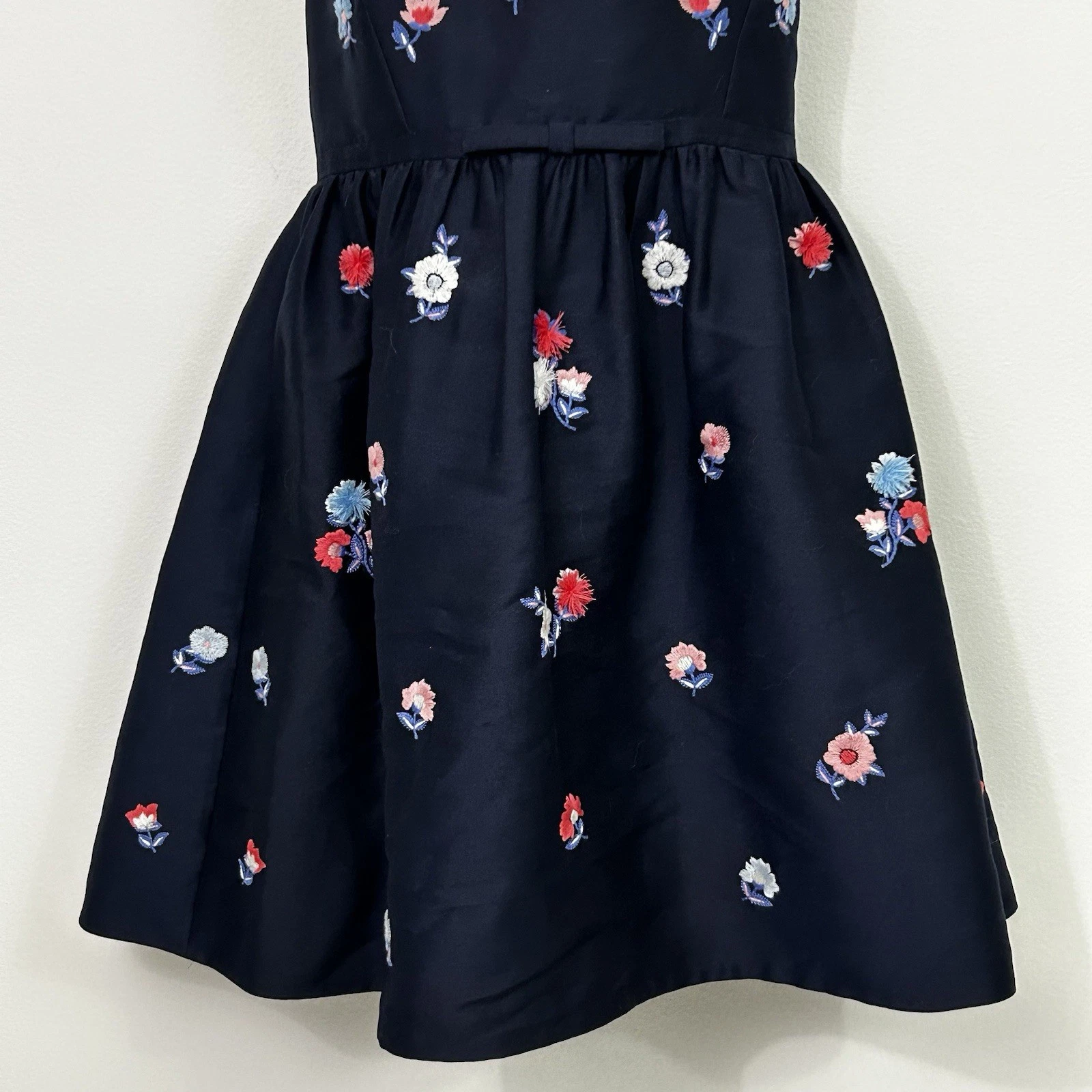 Mini Abito Kate Spade New York Taglia 8 Pom Ricamato Halter Blu Navy