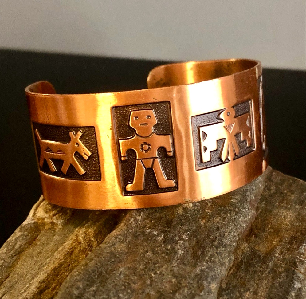 VTG Solid Copper CUFF BRACELET 2.25"Southwest Nat… - image 2
