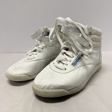 Vintage Reebok Freestyle Hi Women  s Size 5 White Blue Trim 2-1619 OG Box