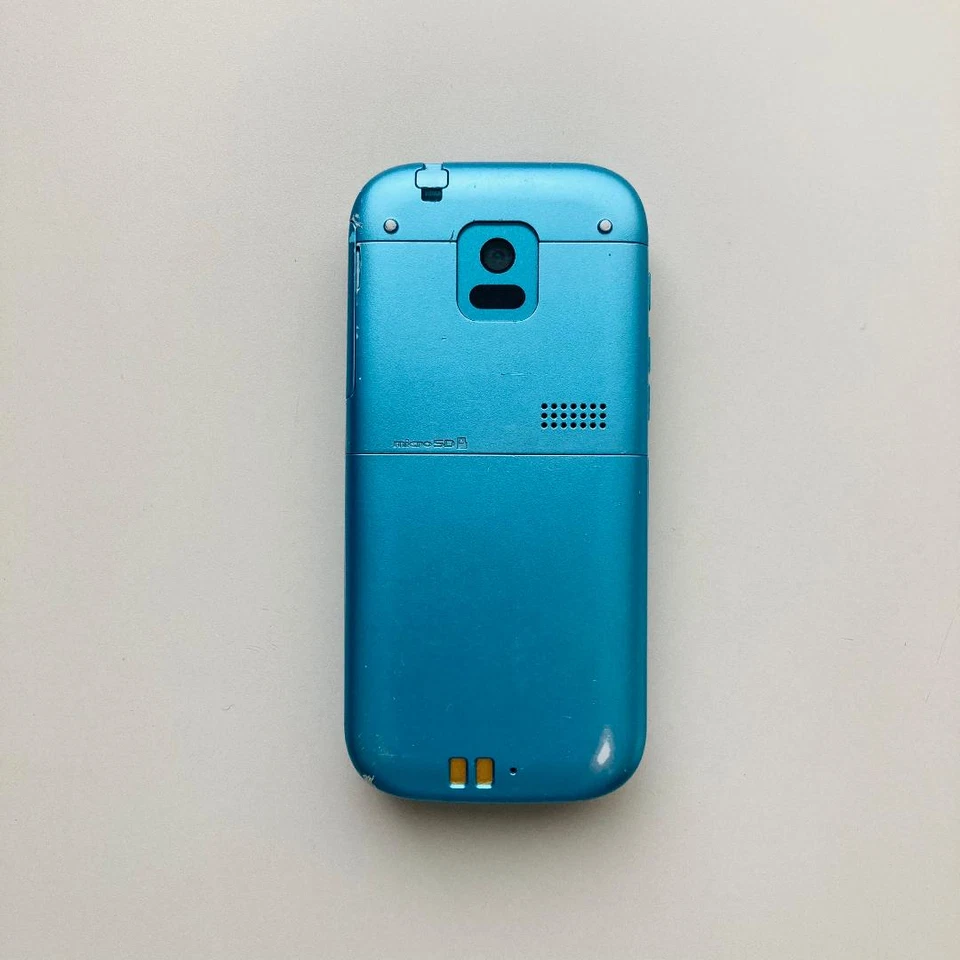 Teléfono celular japonés Fujitsu F-01G Raku-Raku Basic 4 azul abatible Docomo usado Foto 3 de 4