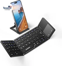 Foldable Bluetooth Keyboard with Touchpad - Portable Wireless Keyboard with Hold