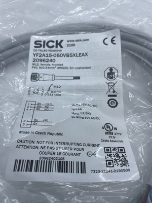 Lot of 5 SICK YF2A15-050VB5XLEAX 2096240 M12 FEMALE A-CODED PVC SENSOR POWERCORD