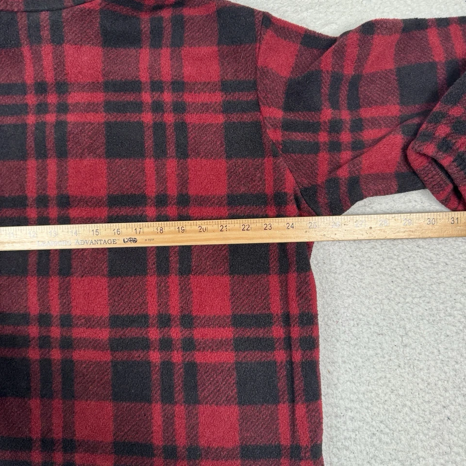 VTG J Crew Fleece Sweater Men’s L Oarsman 1/4 Zip Pullover Jacket Red Plaid USA - Image 4 of 4