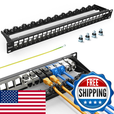 PBAEGAV 24 Port Patch Panel Blank UTP/STP 1U 19'' Keystone Patch Panel with Cable