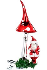 Inge-Glas Clip-On Mushroom with St. Nik 10094S017 German Glass Christmas Orn