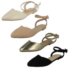 Ladies Spot On Flat Pointed Toe Shoes 'F8R0538'