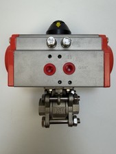 Pneumatic Air Actuated Stainless 3 Pieces Ball Valve Single Acting 1/2" G1/4
