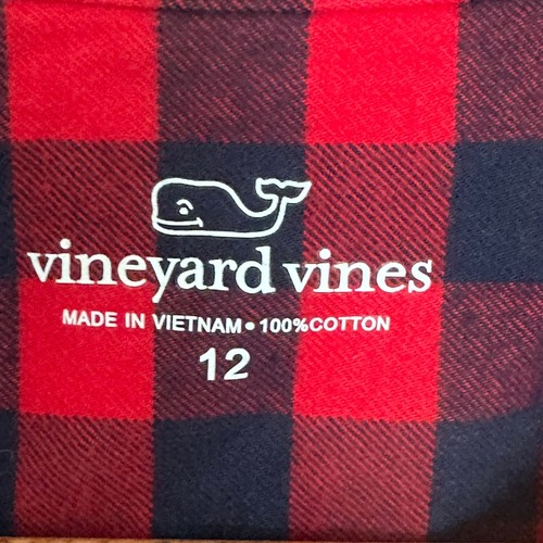 Vineyard Vines Shirt Girls Size 12 Plaid Cotton Plaid Long Sleeve Button Up Top - Picture 8 of 9