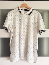 Fred Perry Square Dot Twin Tipped Polo. White / Navy / Blue. Mens XL