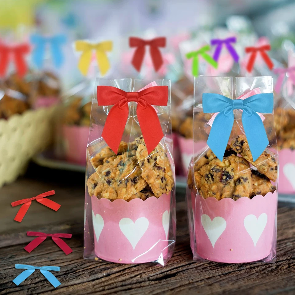 Упаковка из 50 атласных бантов для галстука с лентой, галстуки-бабочки 3,5 дюйма для рукоделия [белые] - Изображение 4 из 4