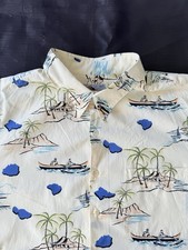 Vintage Reyn Spooner Hawaiian Men's Shirt Size XL Islands Boats Surfing Cotton