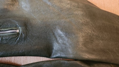 Leder Motorrad Jacke olivgrün echtes Lammfell reine Marke Größe S - Bild 7 von 19