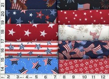 Red White Blue Patriotic Jelly Roll 40 - 2.5" Strips Quilting  Sewing Fabric