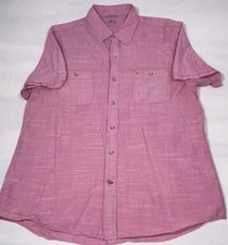 IZOD Saltwater Relaxed Classics Men's L Short Sleeve Cotton Button-Up Shirt Pink