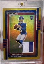 2025 Panini Optic Donruss Threads Jaxson Dart Gold Prizm Patch /10 Giants RC QB
