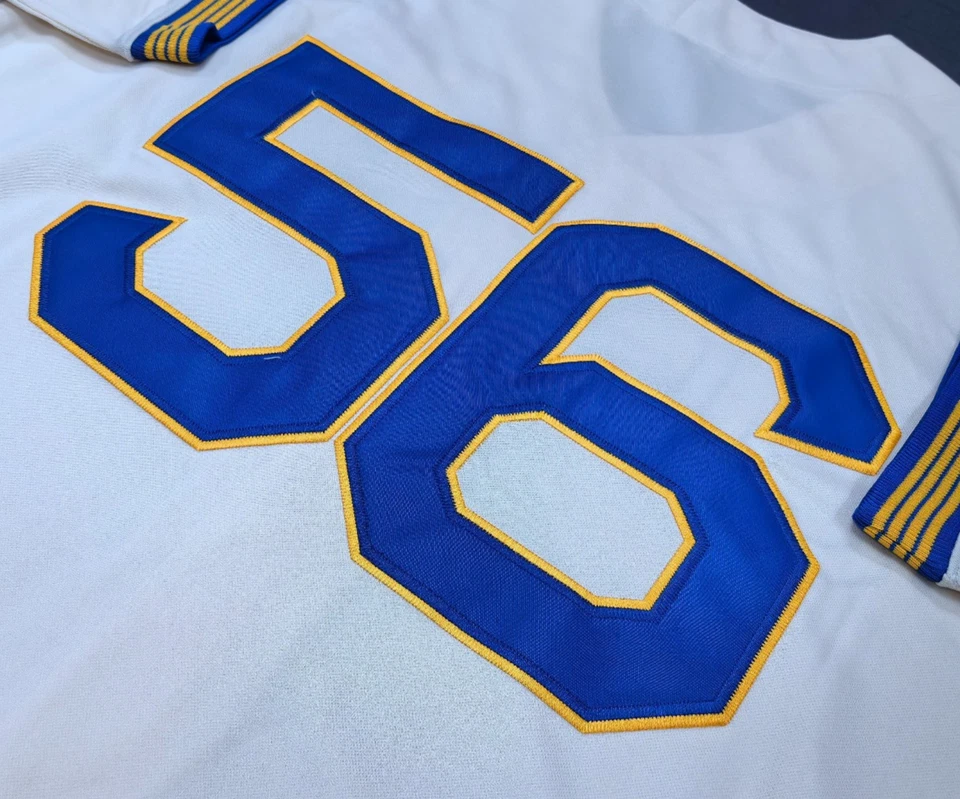 VINTAGE Jim Bouton #56 Seattle Pilots Throwback Cream Sewn Stitched Jersey. - Image 3 of 4