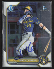 Jheremy Vargas Signed 2022 1st Bowman Chrome Card #BCP-144 Milwaukee Brewers 1
