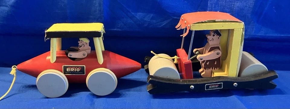 @ FRED FLINTSTONES BARNEY RUBBLE BRIO 汽车 1962 年和标签罕见组合精细 KS — 第 4/4 张图片